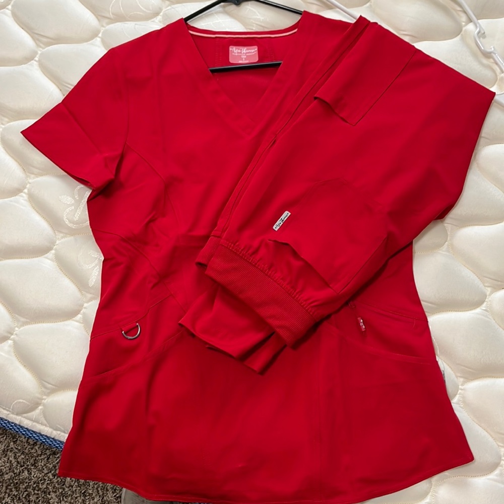 red scrubs